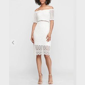 Off The Shoulder Crochet Lace Midi Dress
